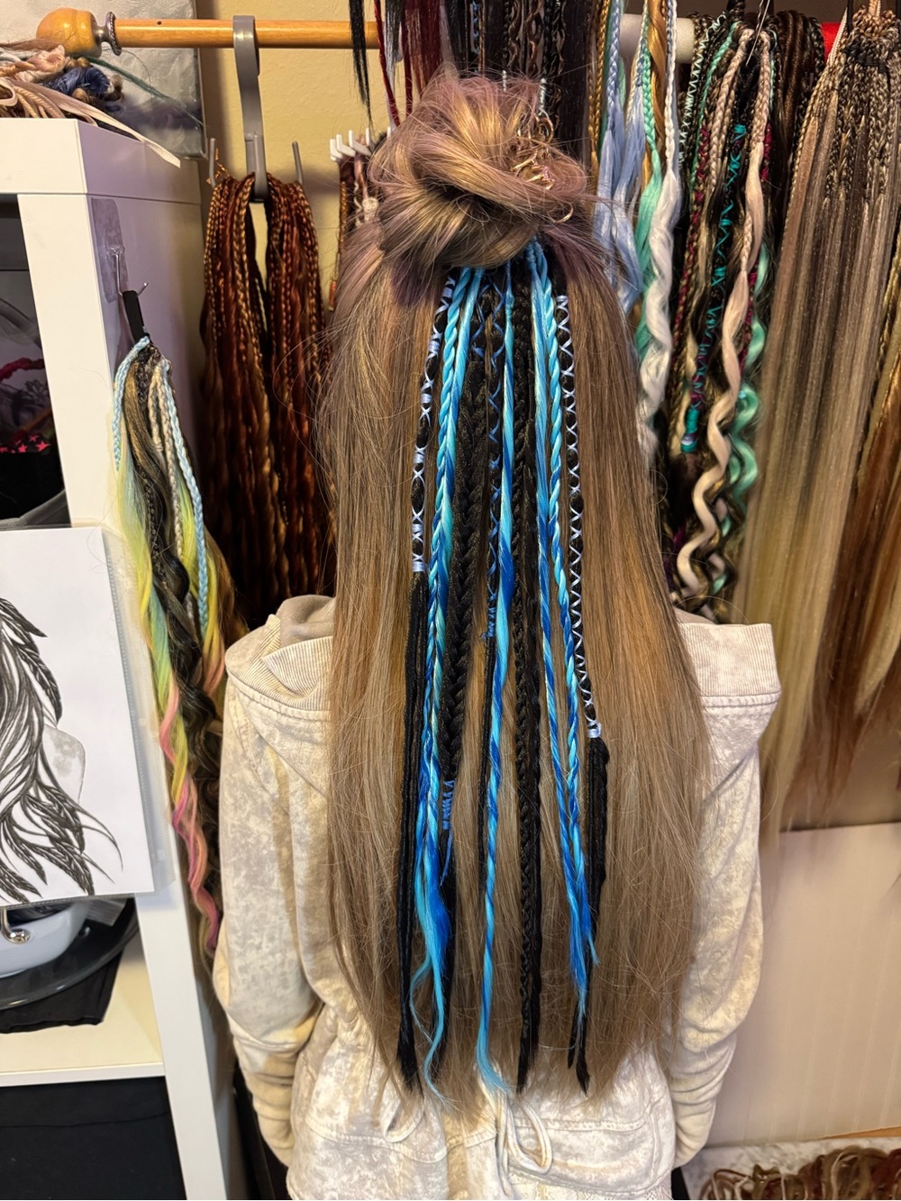 Blue Accent Braided Hair Extensions for Women - Unbranded